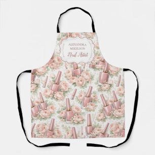Delantal Negocio de artista de uñas floral elegante