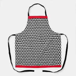 Delantal NEGRO BLANCO GEOMÉTRICO DETALLES ROJOS Chef Craft