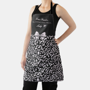 Delantal Negro brocado floral victoriano vintage Regencia