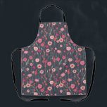 Delantal Negro bucal<br><div class="desc">Bonito suelta pintura floral rosa sobre un fondo gris oscuro. Arte original de Nic Squirrell.</div>
