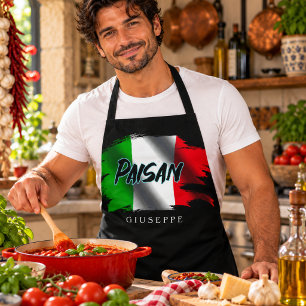 Delantal negro con bandera de Italia Bandera itali