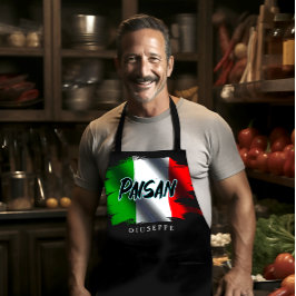 Delantal negro con bandera de Italia Bandera itali