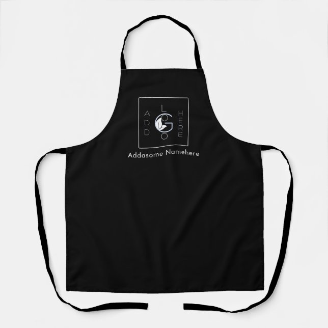 Delantal Negro moderno Añadir su logotipo Marketing comerci (Anverso)