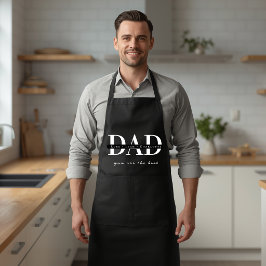 Delantal negro moderno personalizado para PAPÁ