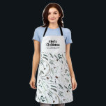 Delantal Negro moderno y elegante acuarela botánico rústico<br><div class="desc">Negro moderno,  elegante y rústico acuarela de color húmedo botánico floral de colores suaves diseño de Navidades de vacaciones.</div>