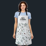 Delantal Negro moderno y elegante acuarela botánico rústico<br><div class="desc">Negro moderno,  elegante y rústico acuarela de color húmedo botánico floral de colores suaves diseño de Navidades de vacaciones.</div>