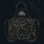 Delantal Negro moderno y elegante acuarela botánico rústico<br><div class="desc">Negro moderno,  elegante y rústico acuarela de color húmedo botánico floral de colores suaves diseño de Navidades de vacaciones.</div>