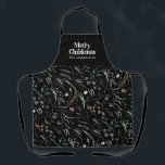 Delantal Negro moderno y elegante acuarela botánico rústico<br><div class="desc">Negro moderno,  elegante y rústico acuarela de color húmedo botánico floral de colores suaves diseño de Navidades de vacaciones.</div>