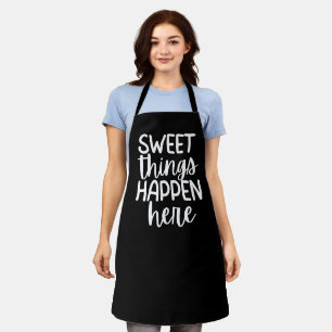 Delantal negro para mujeres con la frase “Sweet Th