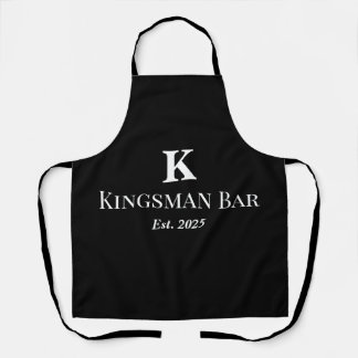 Delantal negro personalizado con nombre y monogram