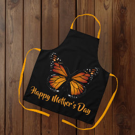 Delantal Negro Personalizado Mariposa Monarca