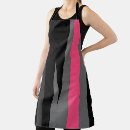 Delantal Negro rosa y gris