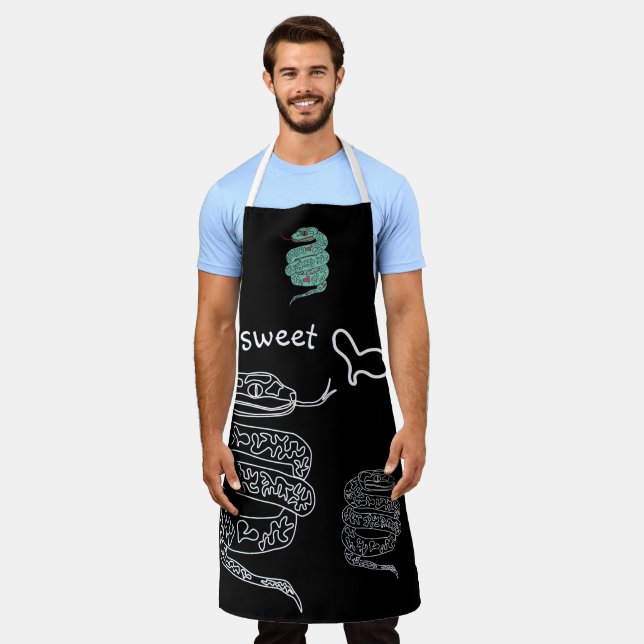 Delantal Negro todo sobre impresión Apron Snake Sweet Large (Gastado)