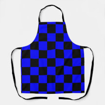 Neon Blue y Black Checkered Checkerboard Vintage