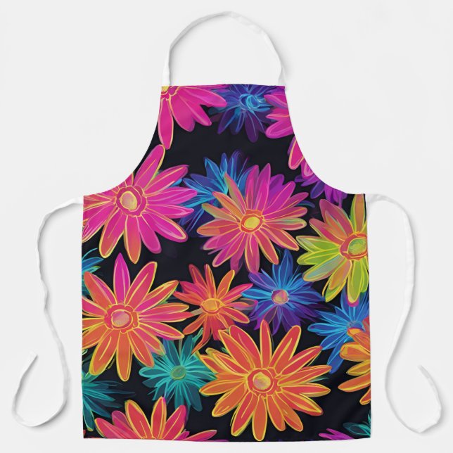 Delantal Neon Flowers Pattern (Anverso)