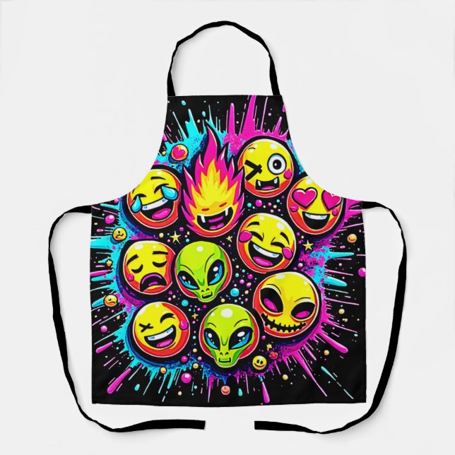 Delantal Neon Funky Emoji Mix (Anverso)