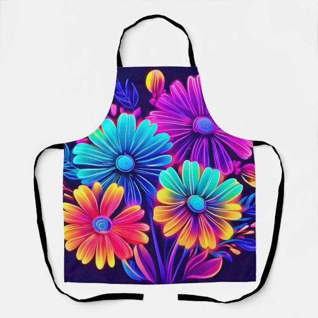 Delantal Neon Glow Floral Fantasy Art (Anverso)