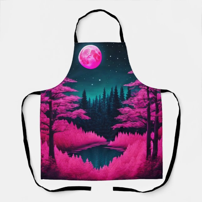Delantal Neon Moonlit Forest Fantasy Art (Anverso)