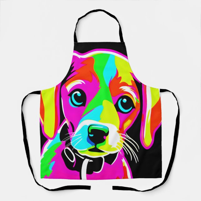 Delantal Neon Puppy Pop Art (Anverso)