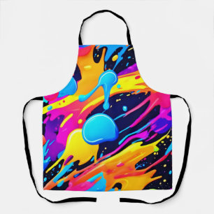 Delantal Neon Splatter Paint Art