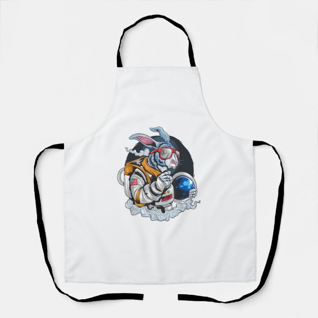 Delantal Nerdy Bunny Astronauta en el espacio, explorador e (Anverso)