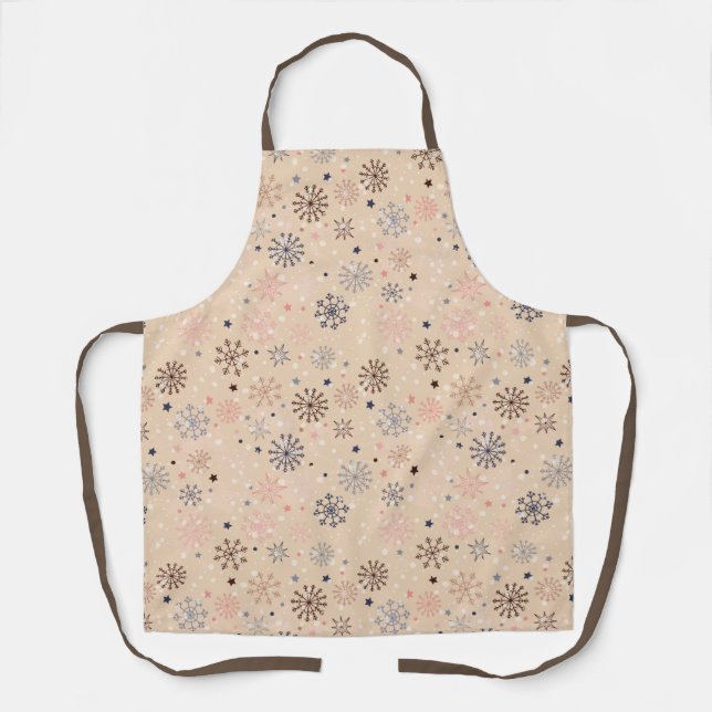 Delantal Neutral con copos de nieve modernos (Anverso)