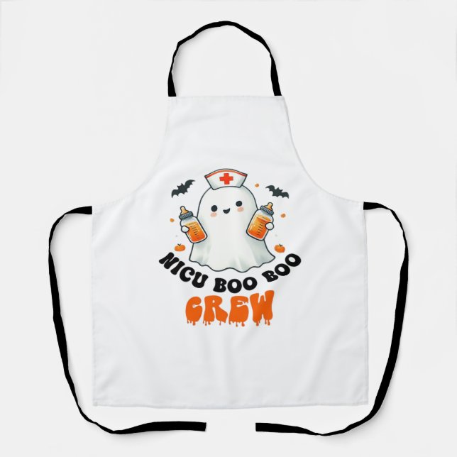Delantal Nicu Boo Boo tripulación halloween, Nicu Boo Crew  (Anverso)