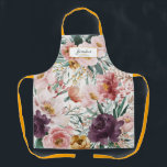 Delantal Nieta floral de acuarela moderna de escritura eleg<br><div class="desc">Moderna acuarela escritura floral elegante diseño elegante de delantal delantal rosado de la nieta. En tendencia floral,  follaje hermoso diseño botánico. Parte de una colección moderna.</div>