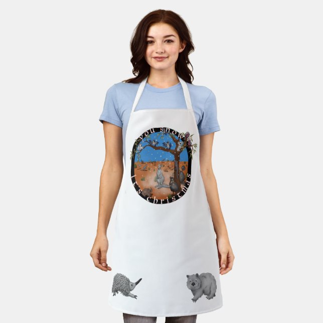 Delantal Nieva, son Navidades, australianos. (Gastado)