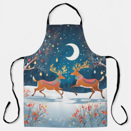 Delantal Night Reindeers