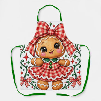 Delantal Niña de pan de jengibre en gingham rojo