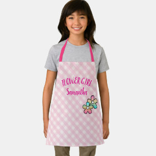 Delantal Niña Flor Gingham, Flores Hippy