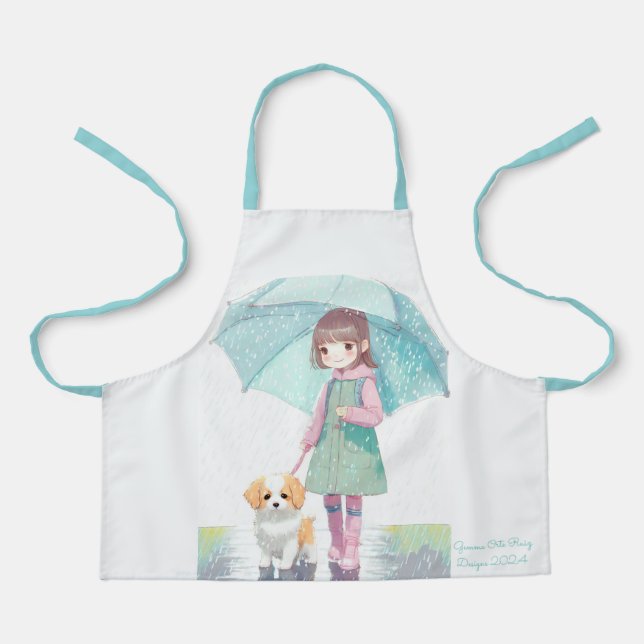 Delantal Niña pequeña en día de lluvia (Anverso)