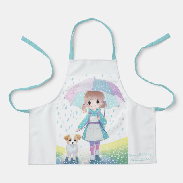 Delantal Niña pequeña en día de lluvia (Anverso)