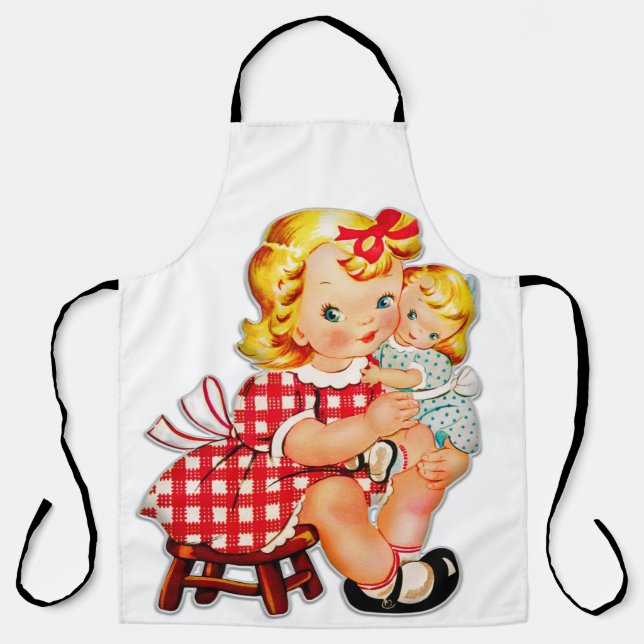 Delantal Niña retro vintage muñeca niña (Anverso)