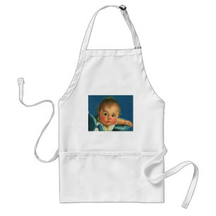 Delantal Niño Antiguo, Bebé Lindo Niño o Niña en Silla Alta