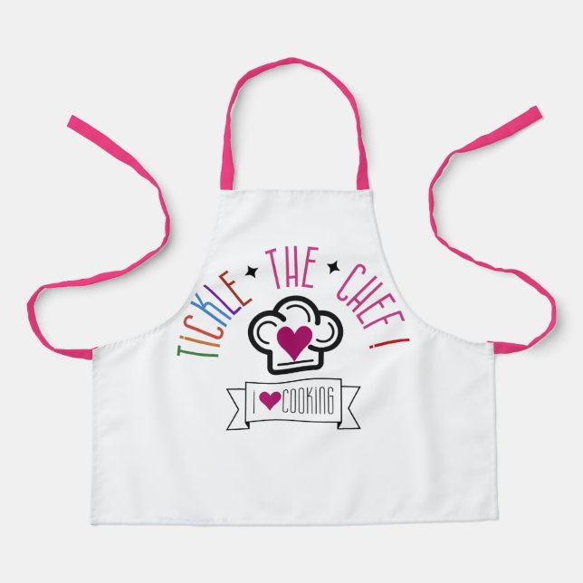 Delantal Niño "Cocina al corazón al chef" Apron, rosa (Anverso)