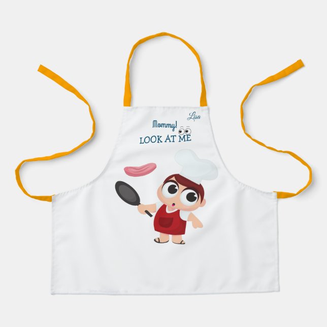Delantal Niño cocinando carne Kids Apron (Anverso)