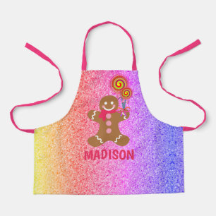 Delantal Niños adorables Purpurinas arcoiris Gingerbread Pe