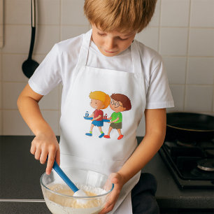 Delantal Niños adorables que llevan bandejas de comida