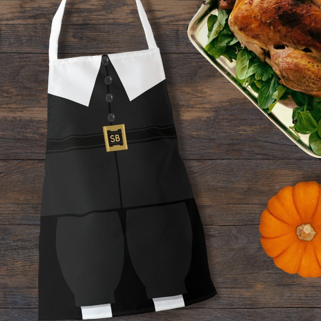 Delantal Niños Apron con traje de peregrino de acción de gr (Bonus points if you pair it with a buckle hat. Happy cooking! Just add your initials)