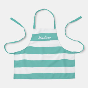Delantal Niños con franjas Verde azuladas y blancas person