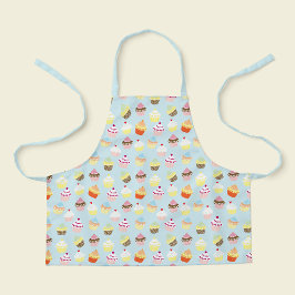 Delantal Niños con Impresión de Cupcake Azul Polvo Lindo