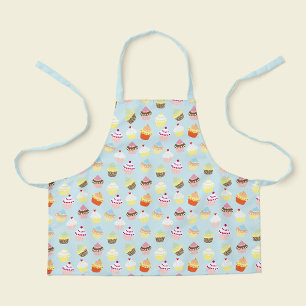 Delantal Niños con Impresión de Cupcake Azul Polvo Lindo
