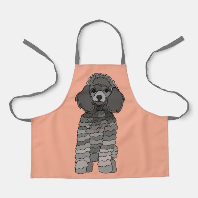 Delantal Niños con mascota perro caniche (Anverso)