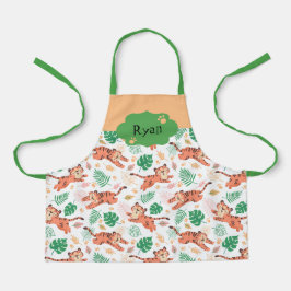 Delantal Niños cortan el Safari de la Selva Salvaje del Tig