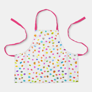 Delantal Niños de arte punteado de polka blanca y rosa