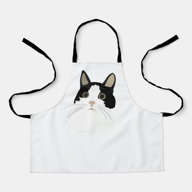 Delantal Niños de raza animal de gato blanco y negro (Anverso)