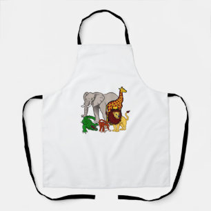 Delantal Niños Elefantes Giraffe Niños Chicas Zoológico de