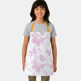 Delantal niños mariposa rosa nombran a chicas lindos